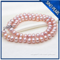 AA 8-9MM Simple design flat round floating pearl necklace